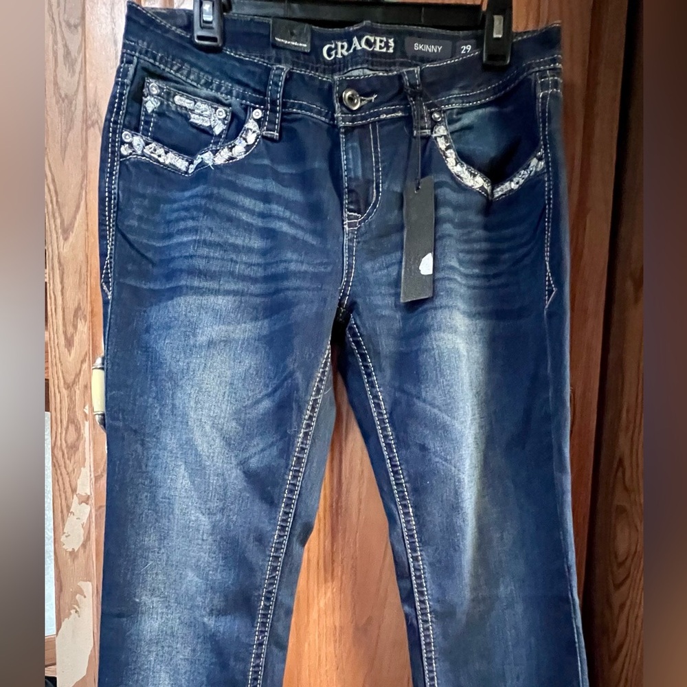 NWT Grace Blue Skinny Jeans Classic Style Size 29